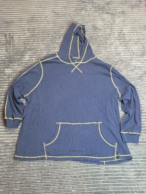 Navy Hoodie with Yellow Contrast Stitching